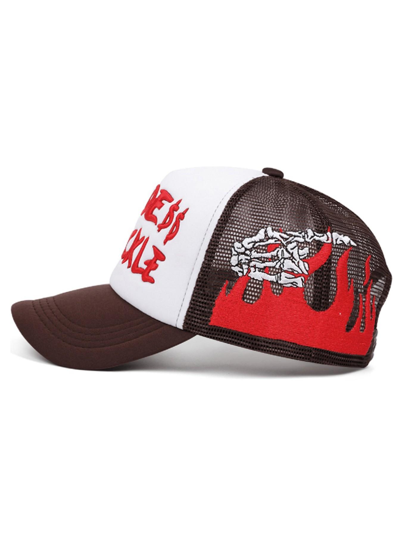 2026 New Personalized Creative Baseball Hat RUDE Hand Skull Embroidered Breathable Mesh Hat Street Fashion Hip Hop Skateboarding Hat Outdoor Leisure Sports Sunshade Hat Daily Commuting Decorative Hat Male Female Same Style