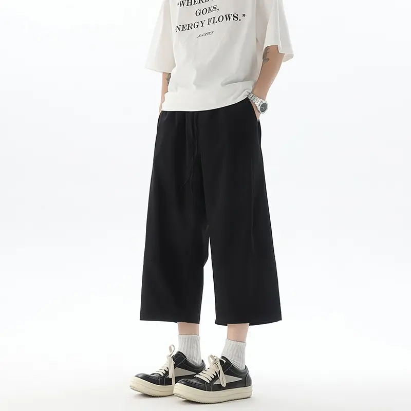 Men's Plus Size Cropped Pants, M-8XL Relaxed Straight Leg Loose Fit Lightweight Trousers for Big and Tall Summer Casual Wear, Daily Outfits and Commuting #   plus size pants #   cropped trousers #   big and tall menswear