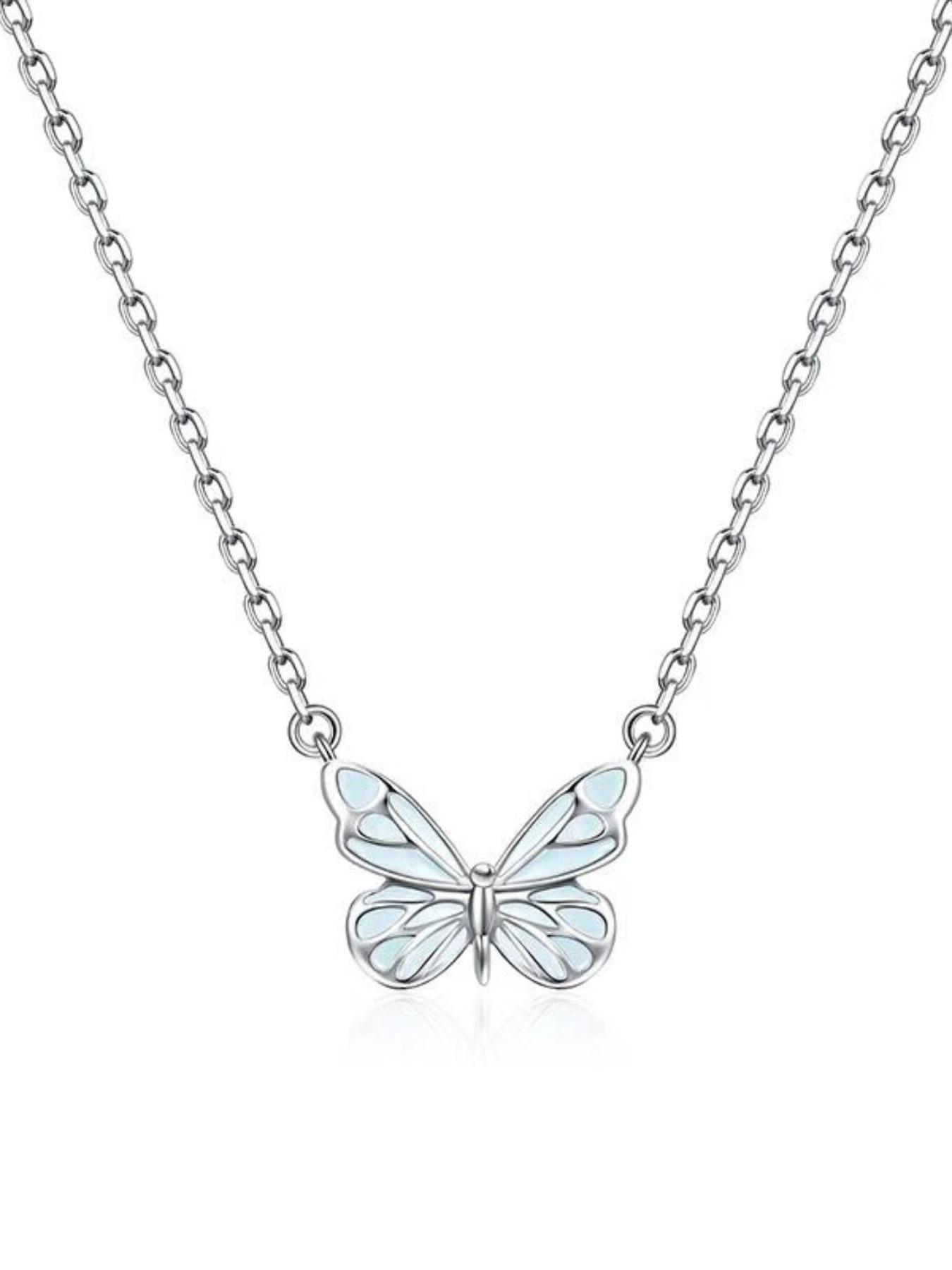 Glow-In-The-Dark Butterfly Bracelet Necklace Set for Women, Unique Design Fashion Accessory, Layered Stackable Jewelry for Students & Friends