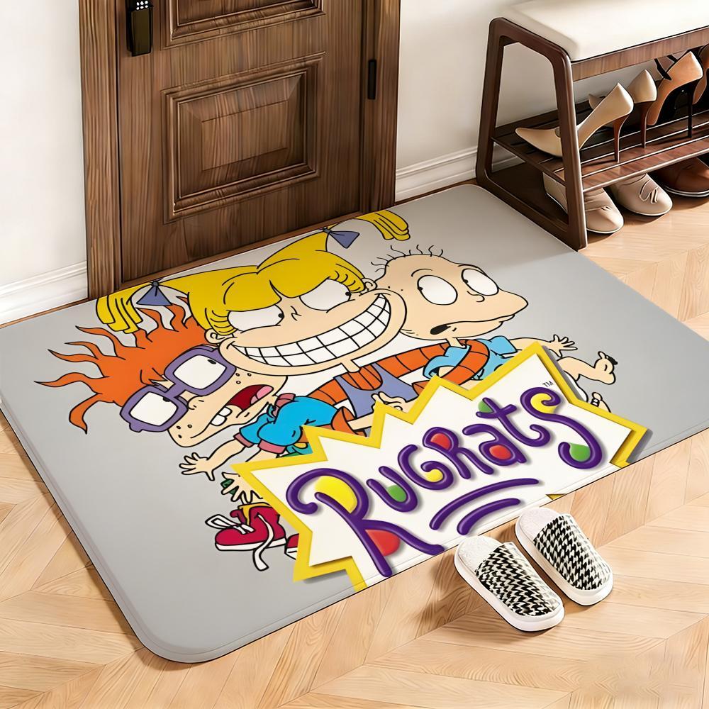 Classic Rugrats Floor Mat This soft flannel mat provides a cozy Soft flannel mat with quick water absorption, non-slip and durable. Easy to clean, ideal for bathroom and entryway use.