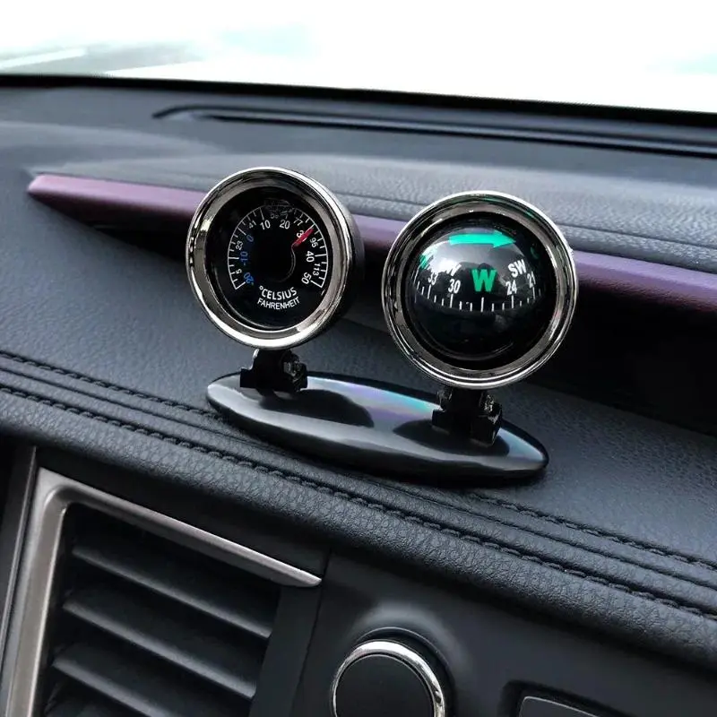1PCS Multifunction Car Thermometer Compass, Auto Dashboard Direction Ornament, Vehicle Interior Decoration Accessories Car Gifts