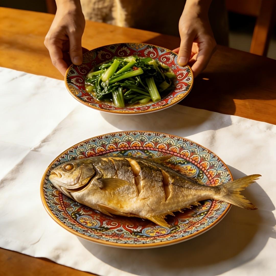 2-Piece 8.07-Inch Ceramic Plate Set, Boho Style Kitchen Diningware, Creative Home Tableware, Fruit Bowl, Steak Plate, Shallow Round Plates