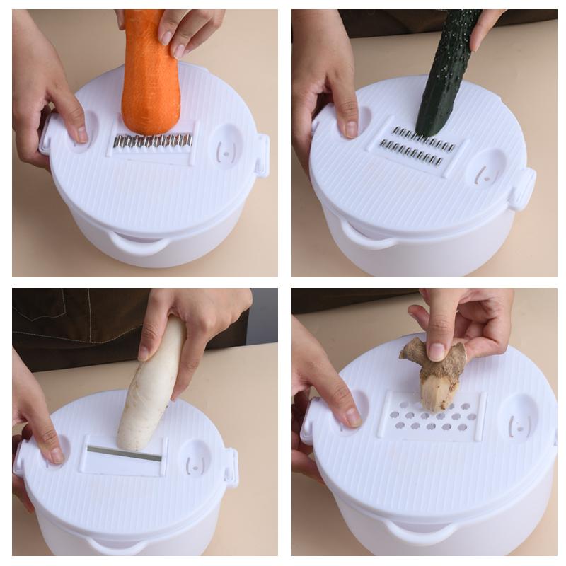 Multifunctional Slicer Washing Cutting Drain Basket Home Vegetable Cutter, Efficient Kitchen Tool for Fresh Produce Prep