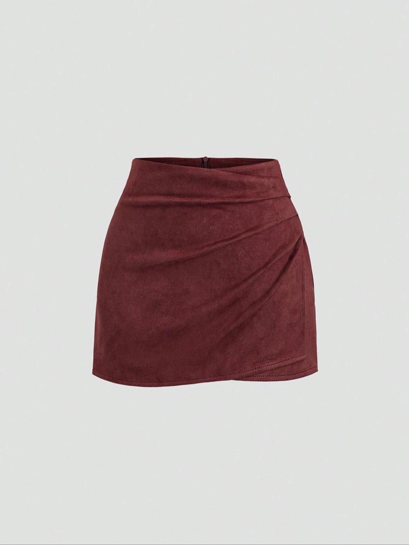 Women's Knit Vintage Italian Melange Color Pleated Fitted Bodycon Short Skirt, Fashionable Casual All Season Wear, Perfect for Daily Parties, Aesthetic