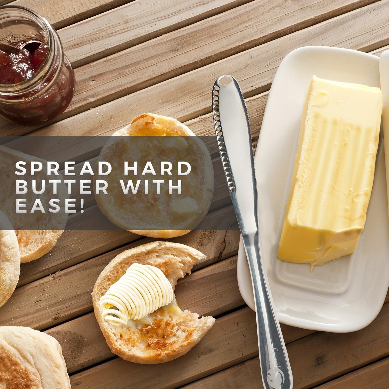 304 Stainless Steel Multi-Functional Butter Knife with Holes, Cheese Cream Spreader, Bread Jam Sawtooth Butter Knife