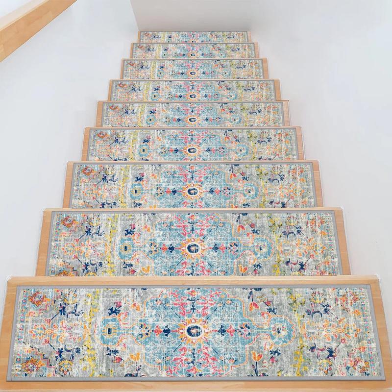 Stair Treads for Wooden Steps Indoor 15 Pack 8" X 30" and Stick Stair Runners Non Slip  Step Treads Reusable Stair Runner Rugs for Dogs