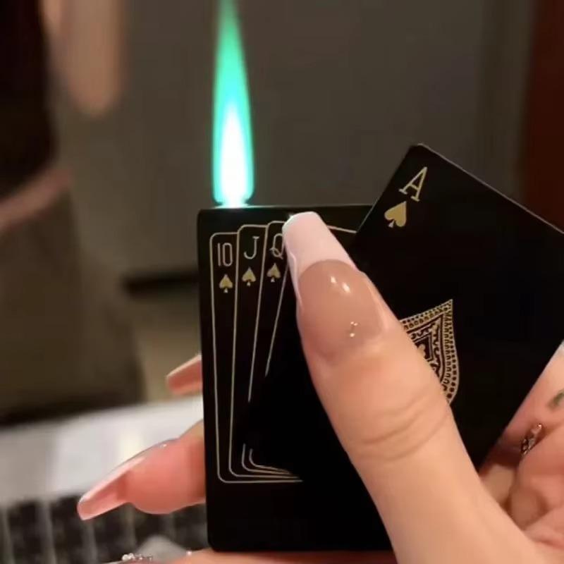 Refillable Butane Lighter Features The Cool Design Of The Ace Of Spades, With A Windproof Flicker. Suitable For Outdoor, Indoor, Barbecue, And Candle-Related Occasions, It's Suitable For Both Men And Women