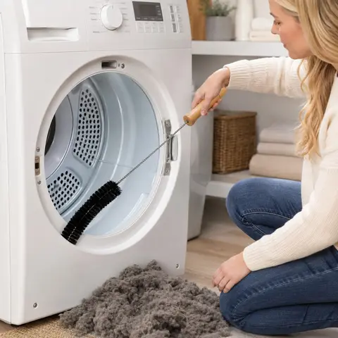 1 professional cleaning dryer vent cleaning kit - Home Cleaning Tool - lint removal brush with dust collector and flexible brush - no battery required - prevents fire hazards