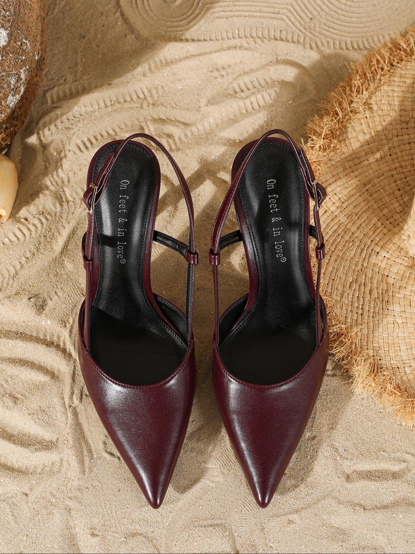 Women's New Fashion High Heel Pointed Toe Backless Strap Thin High Heel Single Shoe, Patent Leather, All Seasons, Sexy Style