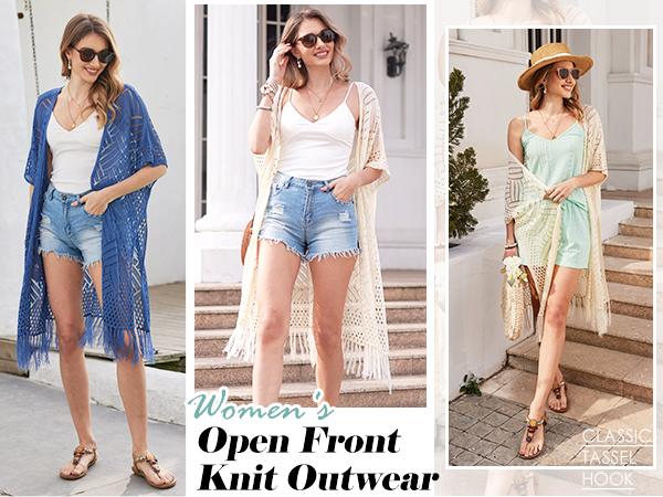 Womens Knit Cardigan Oversized Open Front Outwear New Spring & Summer Hollow Out Crochet Tassel Lightweight Kimonos Sweater Outdoorfun 2026 Womenswear Overall Style Knitwear Piece Tops thin