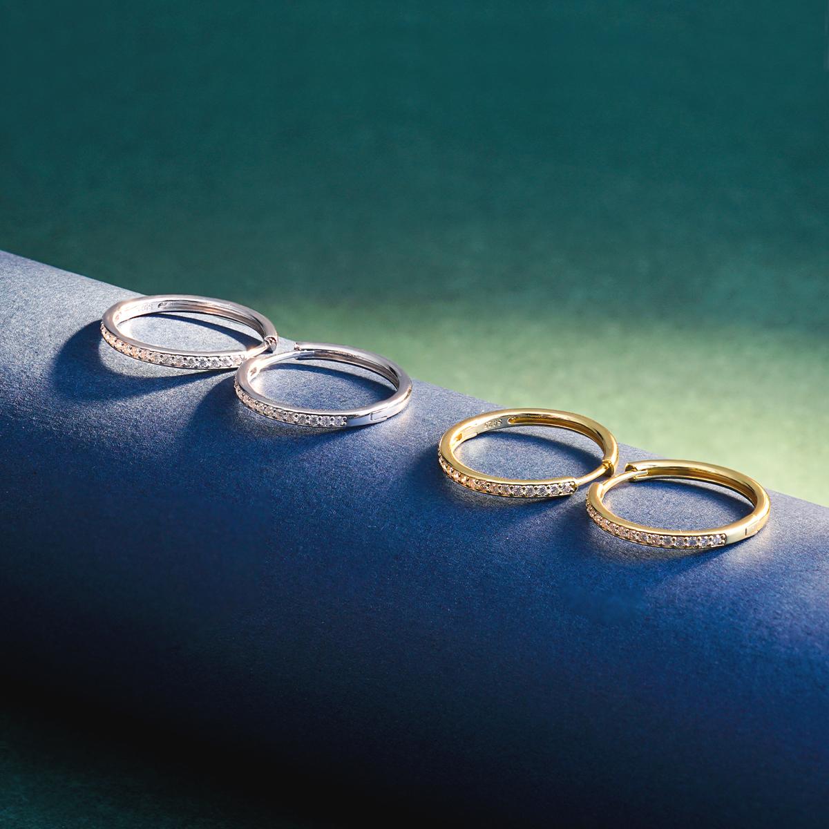 Delzzad 14K Gold-Plated Bling Hoop Earrings S925 VVS Synthetic Moissanite Unisex Earrings Jewelry Perfect Birthday Anniversary Christmas Gift for Men Women Silver Earrings Golden Earrings Wedding Set