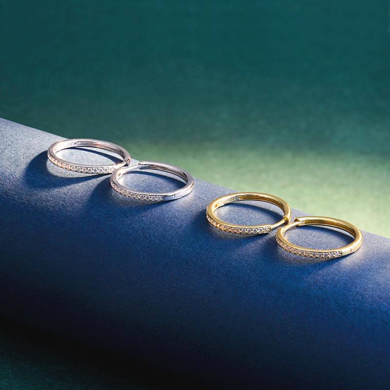 Delzzad 14K Gold-Plated Bling Hoop Earrings S925 VVS Synthetic Moissanite Unisex Earrings Jewelry Perfect Birthday Anniversary Christmas Gift for Men Women Silver Earrings Golden Earrings Wedding Set