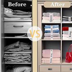 20 Pieces Bed Sheet Organizer Bands, Sheet Organizers and Label Bands, Sheets Organizer for Closet, Sheet Label for Bedding, Sheet Keepers Labels Bedding (Queen,KingTwin,Full)