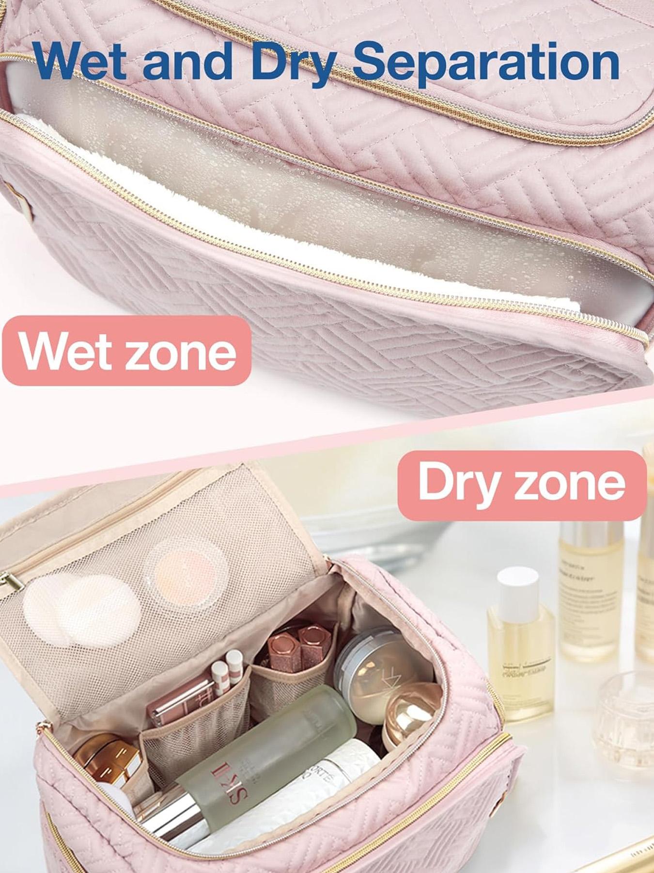 Large Wide-Open Travel Toiletry Bag, Lightweight Makeup Cosmetics Organizer with Handle, Essential Toiletries Storage for All Seasons, Travel Cosmetic Bags, Cosmetic Pouch