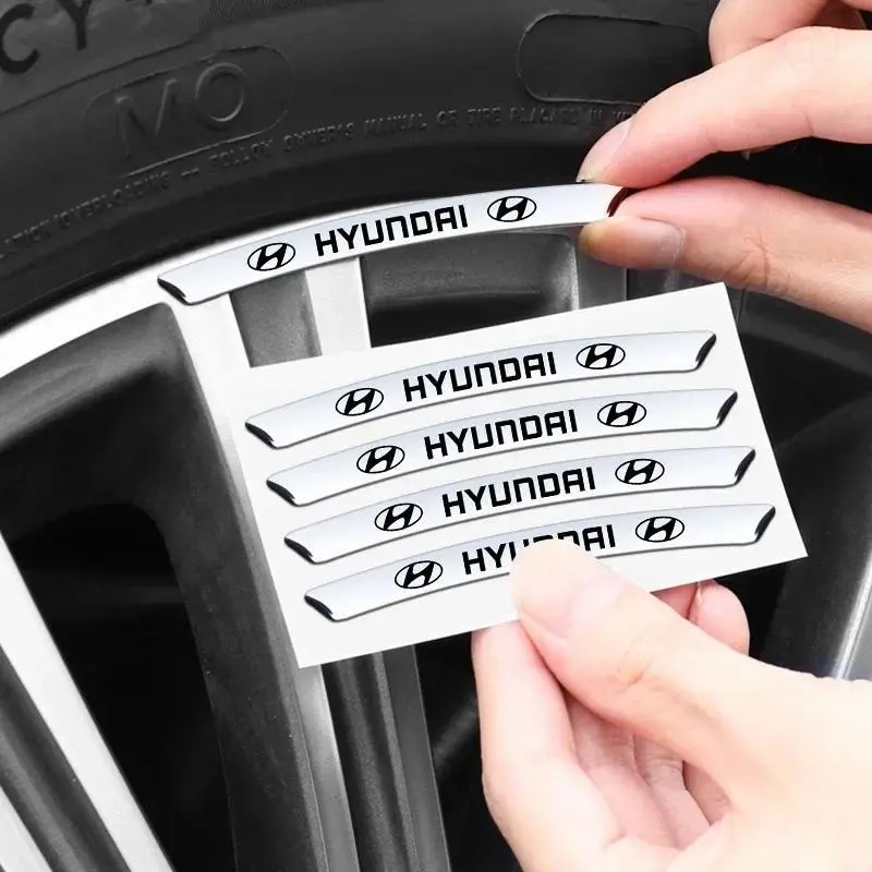 4 Pieces Wheel Rim Decor Decals, Personalized Curved Wheel Protective Stickers For lantra Sonata Tucson ix35