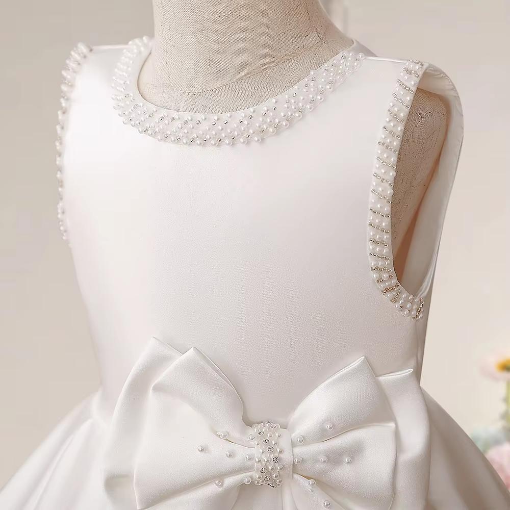 Luxury Princess Flower Girl Dress Cute Bow Summer Girls 2 Year Old Little Girls Formal Wedding Dresses Elegant Girl Party dress Baby Clothes Toddler frock First Birthday Gown