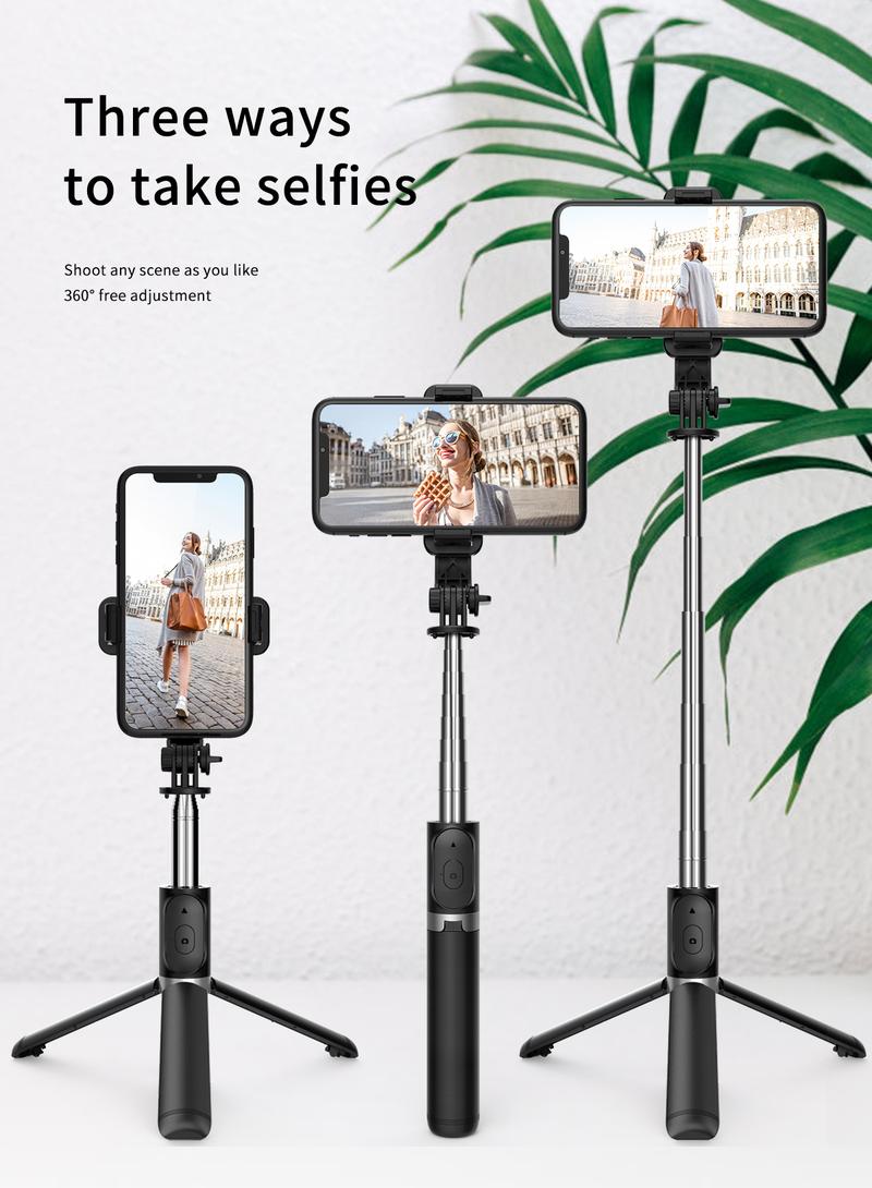 Selfie Stick Tripod Stand with Wireless Remote, 360 Degree Rotation, Extends to 101.6 Cm, Abs Material, Battery Powered, Travel and Photography