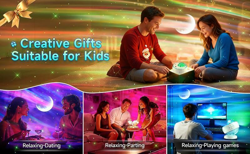 One Fire Northern Lights Projector,16Color Galaxy Projector for Bedroom, 15 White Noise Galaxy Projector, 5Moon Star Projector, Bluetooth  ambient  Light Projector, Remote Timer Star Lights Audio mood lighting aurora living room Night Light Kids