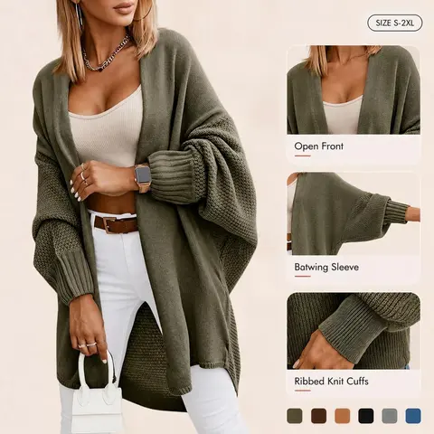 Imily Bela Oversized Cardigans for Women Fall Trendy Open Front Batwing Sleeve Long Cardigan Sweaters