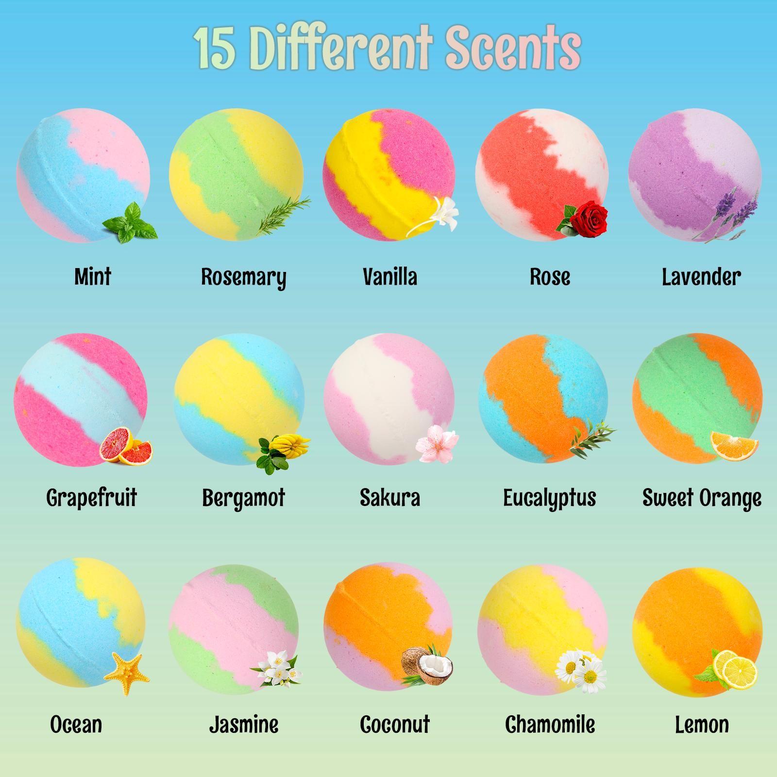 Kids' Bath Bombs with Surprises, 15-Pack Handmade Bath Bombs with Glow-In-The-Dark Toys, Fizzy Bath Salts, Perfect Party Favors