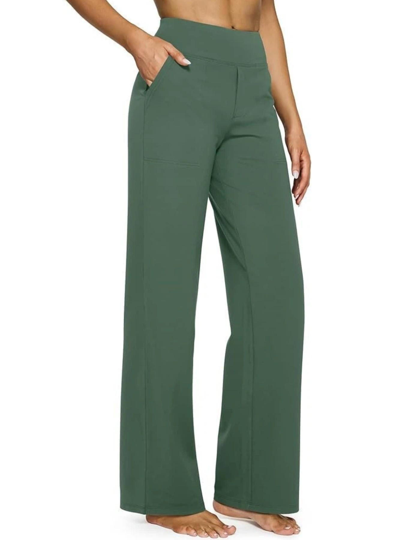 2026 Loose High-Waist Business Casual Pants Yoga Pants Women Wide Leg Pants with Pockets Comfortable Everyday Athletic Sweatpants Knit