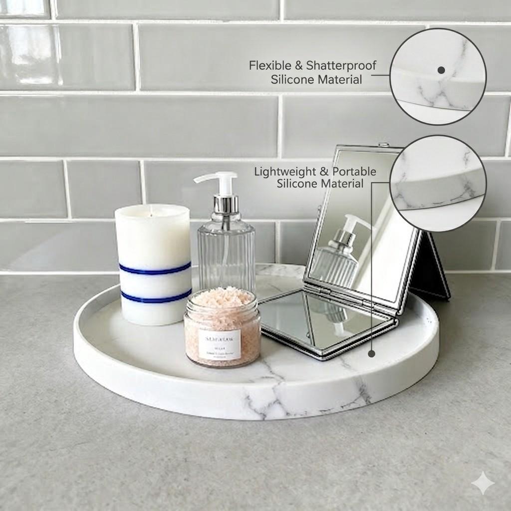 1 Set Marble Silicone Tray - Elegant Display for Perfume, Candles & Home Decor (S+M+L)