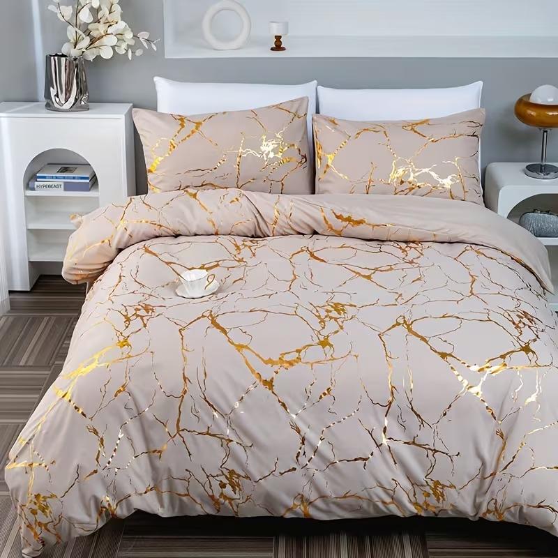 3pcs Classic Gold Texture Digital Print Modern Bedding Set (1 Sheet + 2 Pillowcases), Soft Comfortable Fabric, Suitable for Bedroom & Hotel Dorm 3pcs Classic Gold Texture Digital Print Modern Bedding Set (1 Sheet + 2 Pillowcases), Soft Comfortable Fabric, Suitable for Bedroom & Hotel Dorm