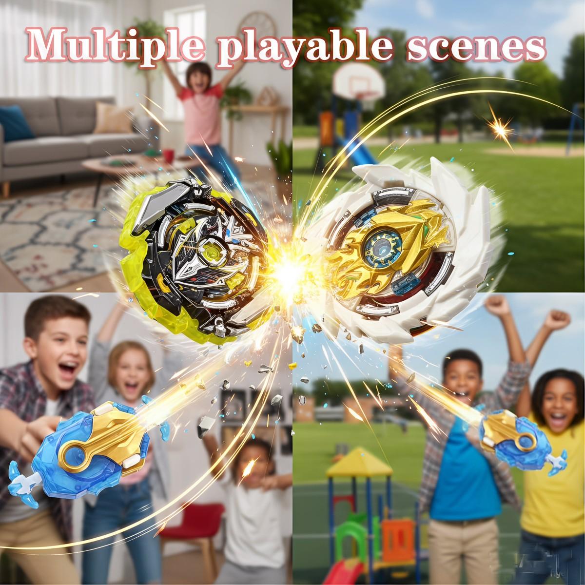 New Two-Way Alloy Explosive Combat Gyro Set Toy, Wire Launcher, Easy to Operate, Disassemble and Assemble, Family Entertainment, Friend Gatherings