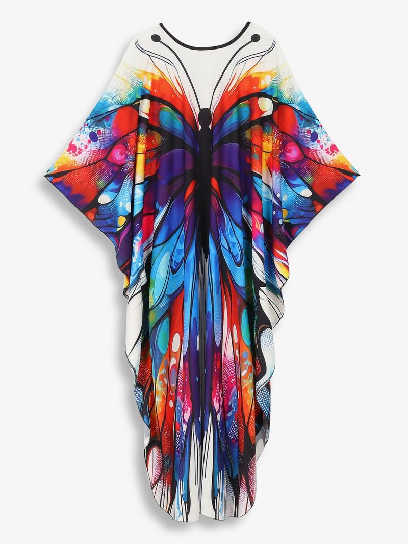 EDOLYNSA plus size Kaftan Dresses for Women printing Moo Moo Dress muumuu caftan beach dress lightweight swimsuit cover-up relaxed flowy outfit vacation Bohemian robe Q1588