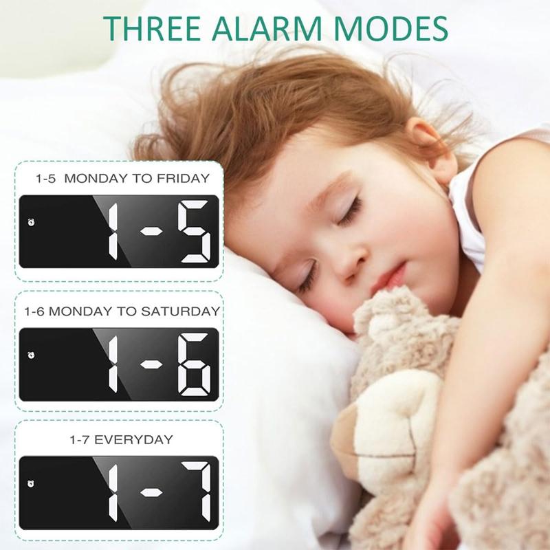 Rotunoe Digital Alarm Clock, LED Clock for Bedroom, Modern Desk Clock with Temperature Display, Adjustable Brightness, Voice Control, 12/24H Display Small Clock for Home, Bedroom, Office