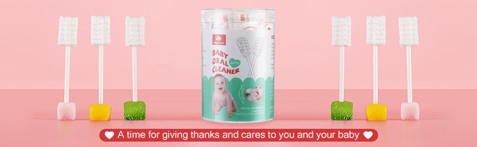 dearlomum Tongue Cleaner Newborn Toothbrush 48PCS Disposable Infant Toothbrush Clean Mouth Gauze Gum Cleaner Oral Cleaning Stick Dental Care Toothpaste Alternative for Baby Oral Health