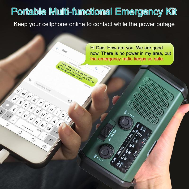 Solar Emergency Radio, 10000mAh Hand Crank Radio, NOAA AM FM Weather Radio with Flashlight & Reading Lighting Lamp, Phone Charger for Emergency