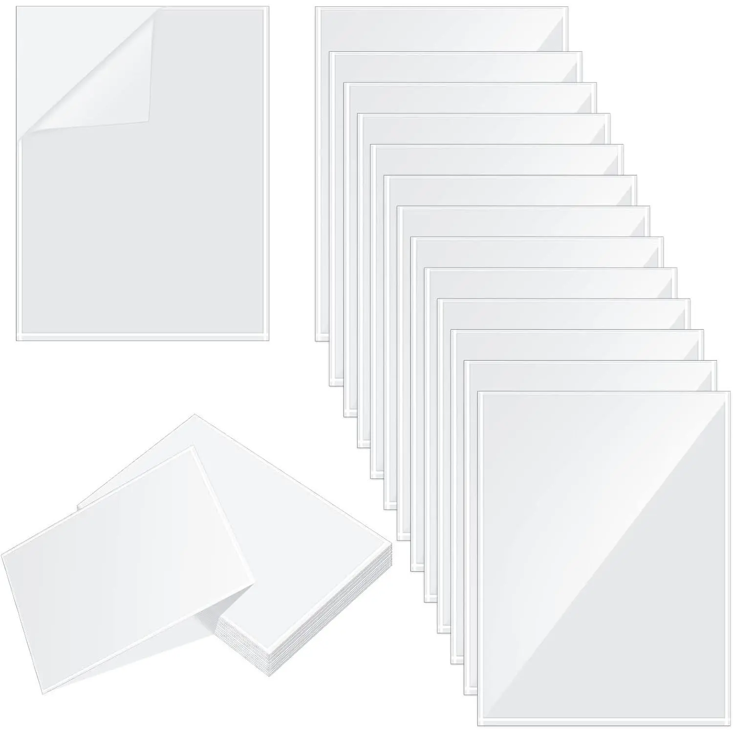 100 Pcs 8.5 X 11 Inch Adhesive Sheet Protectors Clear Plastic Peel and Stick Backing, Display Pockets for Wall Door, Letter Size Sleeves, No Drilling Needed, Clear Communication