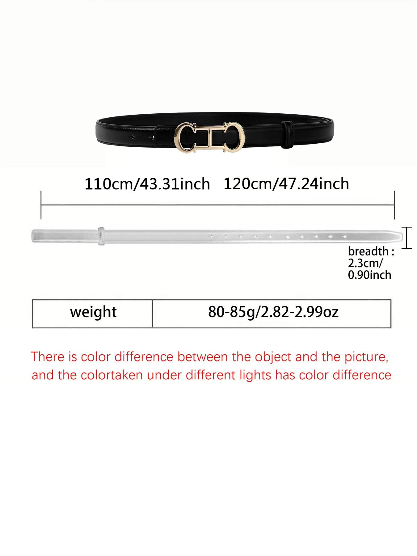 Women's Square Buckle Slim Waist Belt, Classic PU Leather Plain Retro Decorative Simple Casual Jeans Belt, All Seasons