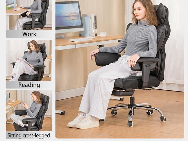 COMHOMA Leather Office Chair Ergonomic Computer Gaming Chair with Comfy Back Support, Executive Mid-Back,Small Gmaing Chair with Adjustable Armrests, for Short People Use, Rolling Swivel for Adults