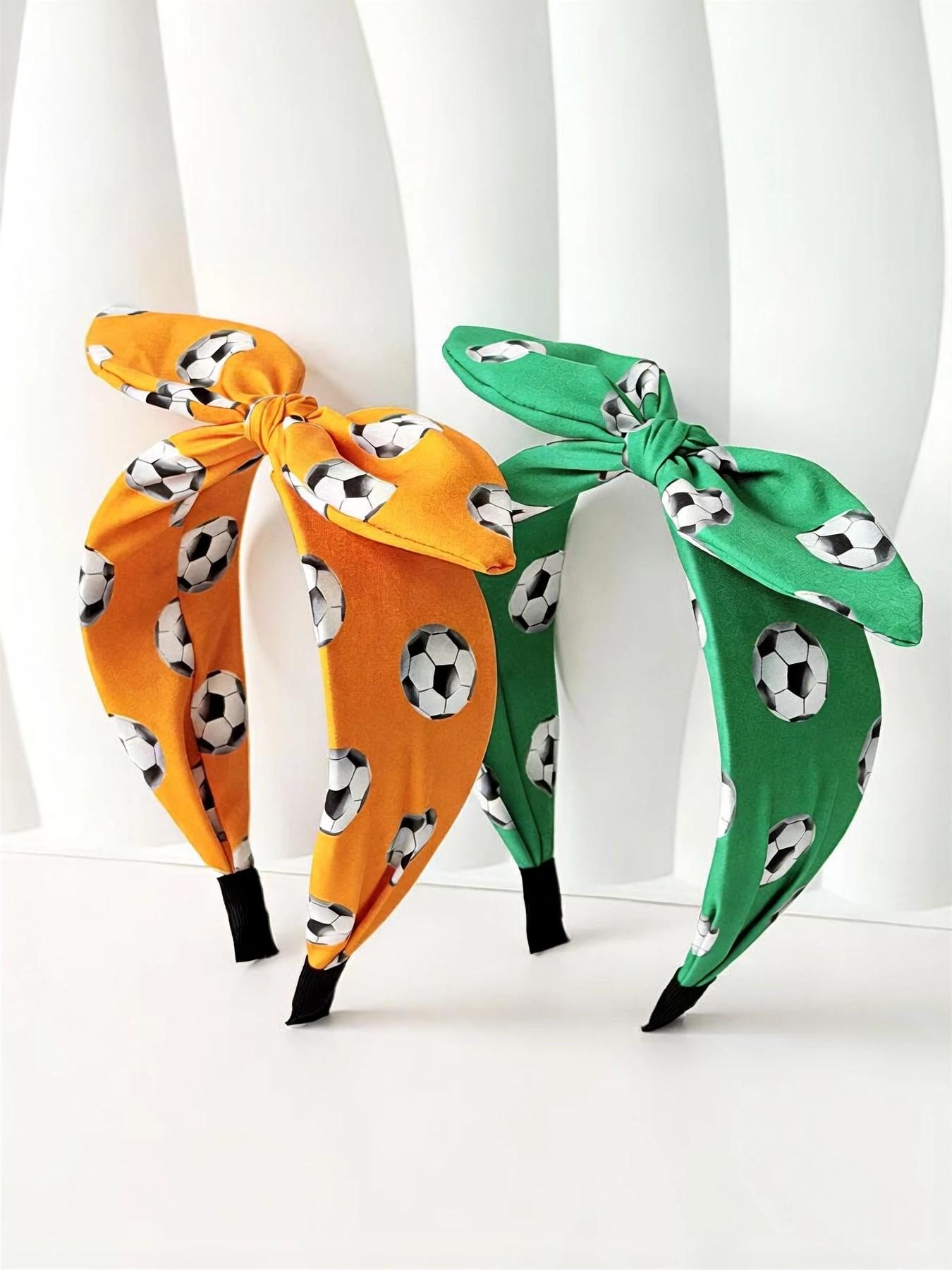 World Cup Football Print Hairband, Butterfly Knot Rabbit Ear Headband, Sports Game Accessory, Stylish and Fun Hair Decor