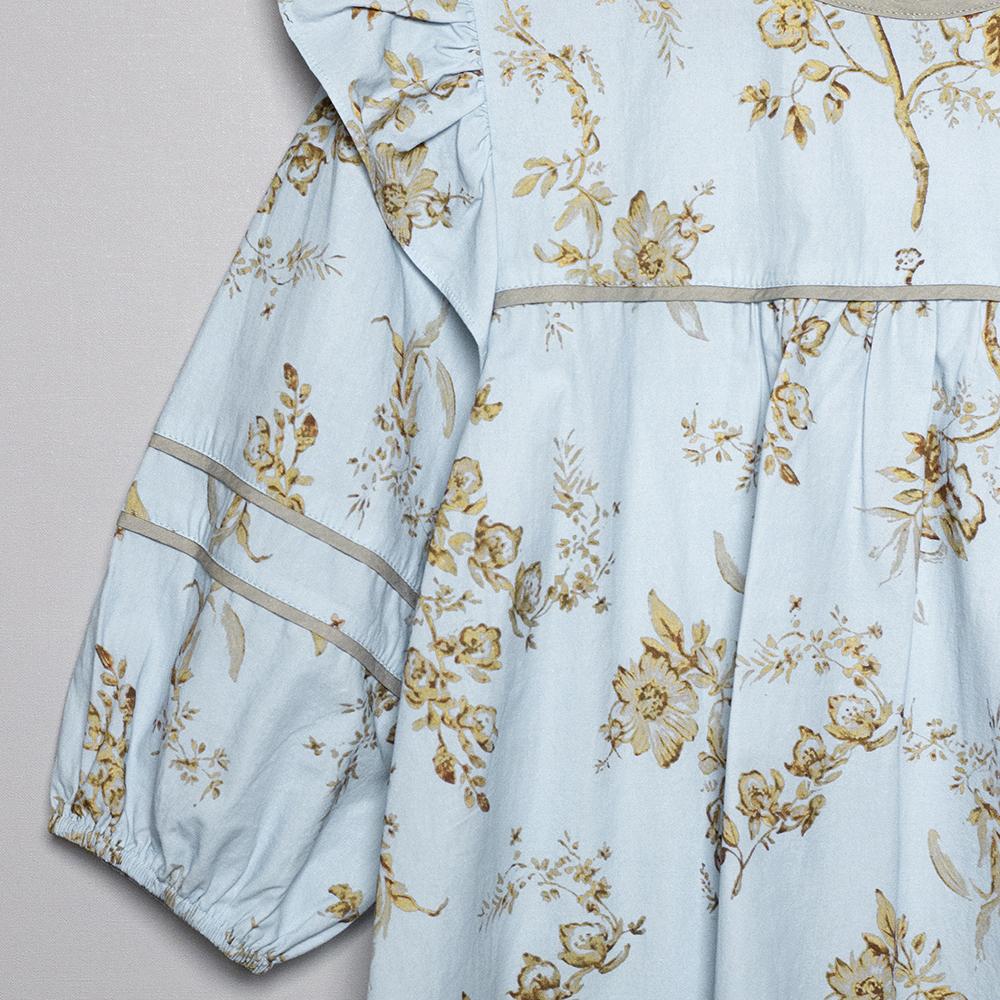 SageVell Boho Floral Blouse with Ruffled Shoulders, Puff Sleeves & Front Panel Design, Perfect for Weekend Outings SpringStatements