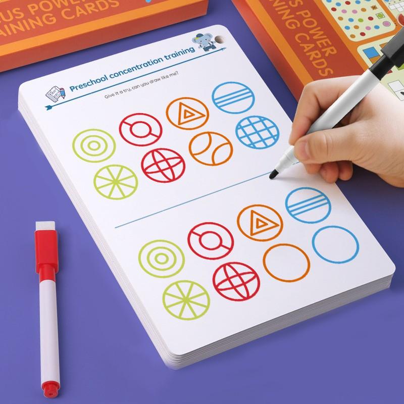 Erasable Pen Connect-the-Dots Training Cards, Erasable Pen   Eraser, Brain Training, Easter Gift for Boys and Girls, Pattern/Number/Coloronnect-the-Dots, Exercises Children's Judgment and Thinking Skills
