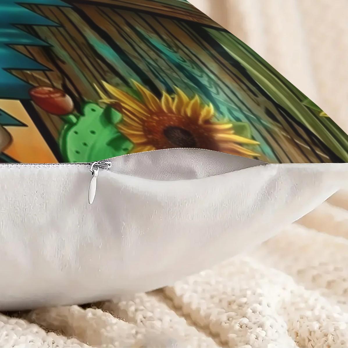 Bohemian Western Country Style Pillow, Machine Washable, Diverse Artistic Trendy Prints, Plush and Soft Filling, Universal for All Scenes and People, Sofa Decorative Cushion (Includes Pillow Insert, Removable), Home Decorative Cushion