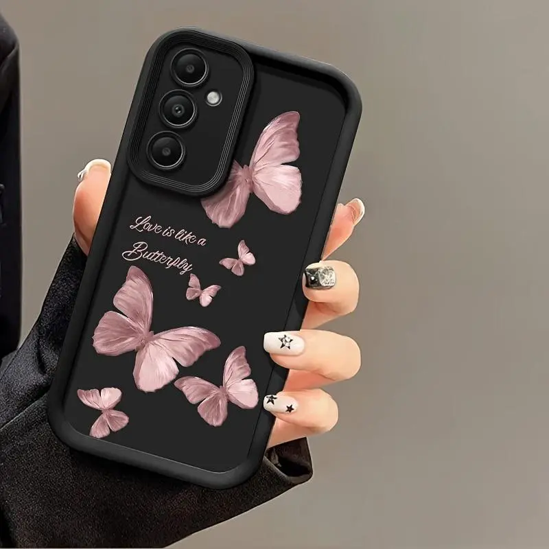 Adorable Girl & Butterfly 2D Printed Non-Slip Waterproof Protective Silicone Phone Case - Shockproof Soft TPU Casing with Full Camera Lens Protector, Compatible with Samsung Galaxy Models, Smartphone Cellphone Accessory Gift, Accessories