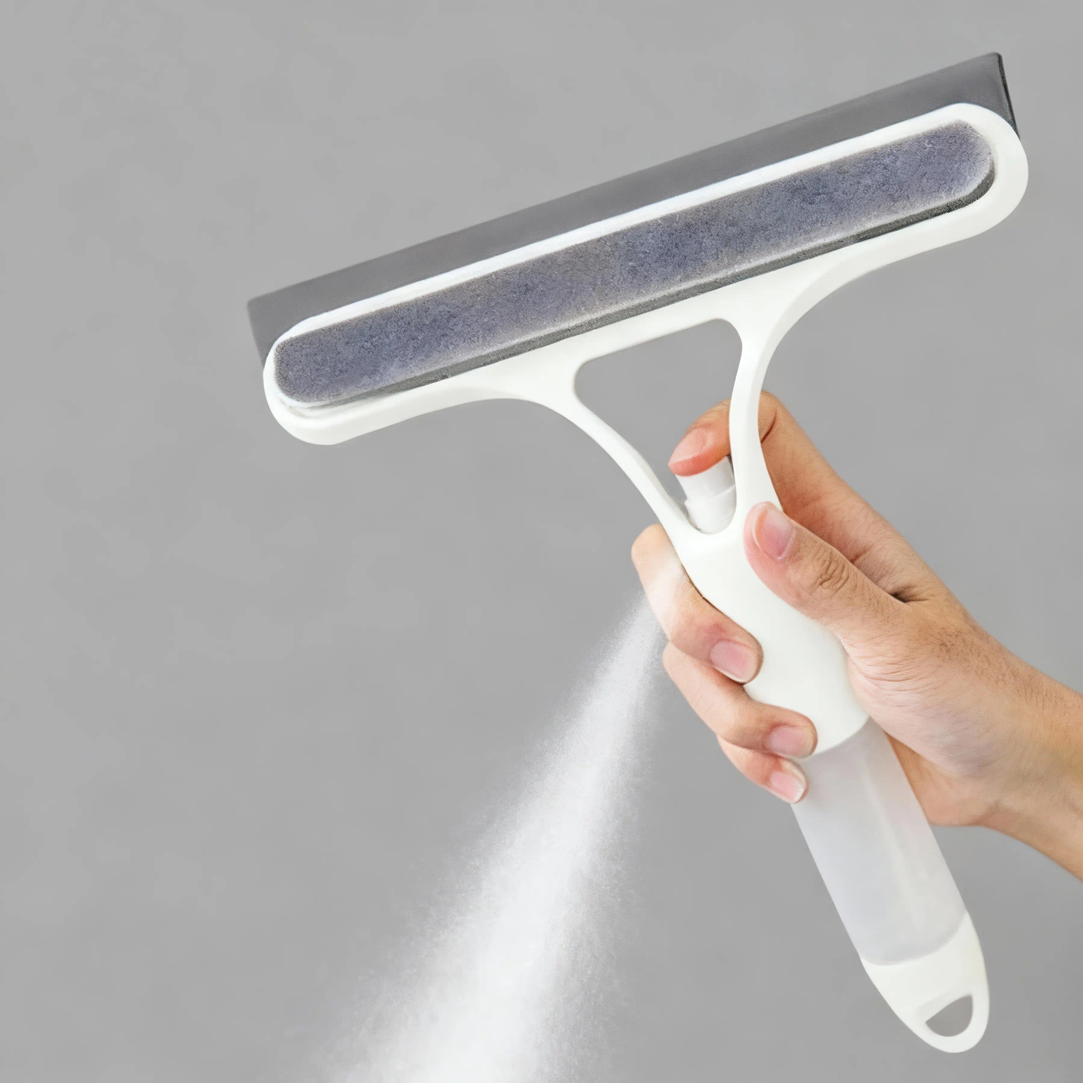 3 in 1 Window Cleaning Scraper, Squeegee and Scrubber with Spray, Multifunctional Household Cleaning Tool, Car Windshield Cleaner,Lightweight Silicone Microfiber Wipe