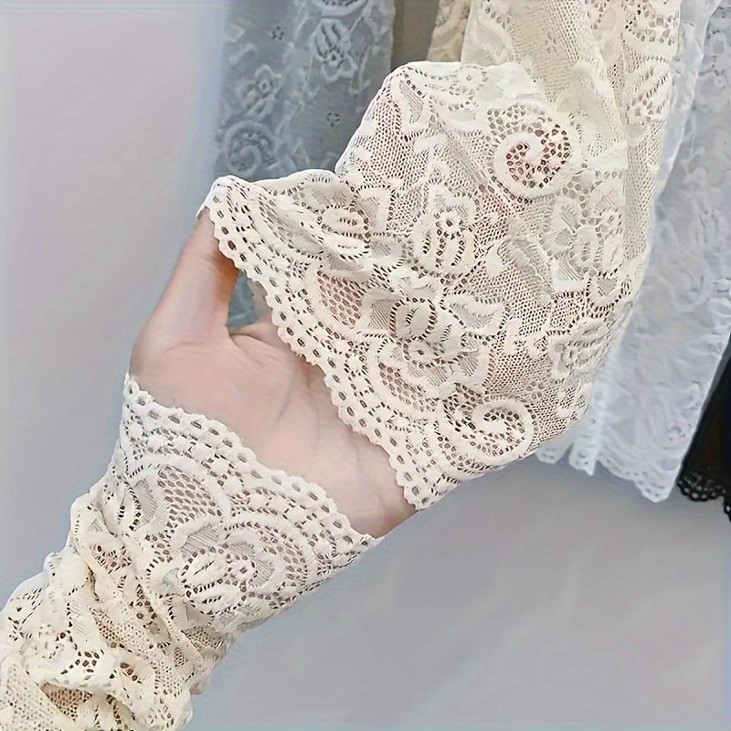 Women's Fashion Lace Sleeves 3 Pairs, Summer Elastic Breathable Lightweight Sleeves with Floral Embroidery, Suitable for Various Outfits, Outdoor Activities and Sun Protection, Transparent Sleeves