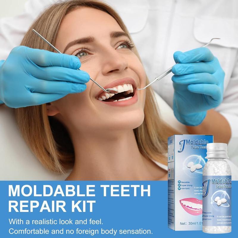 Moldable False Teeth, Dentures Teeth, Fake Teeth, Teeth Repair Kit, Comes with 4 repair tools, Veneer teet, Shapeable Denture RepairPellets for Broken Teeth & Missing Teeth-Oral Care Product, Ideal for Films, TV Programs, Halloween, Cosplay