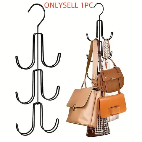 Stainless Steel Bag Hanger, 1 or 2 Count Multi-Layer Bag Storage Rack, Space-Saving Bag Organizer with Hook, Multifunctional Clothes and Purse Holder, Bags Holder
