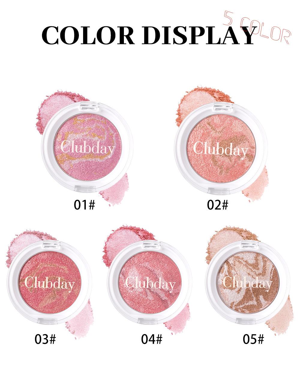 5-color marble-patterned blush, with soft and smooth texture, long-lasting and highly pigmented. It offers a natural shimmering effect, enhancing the complexion and can also be used as eyeshadow and contouring.