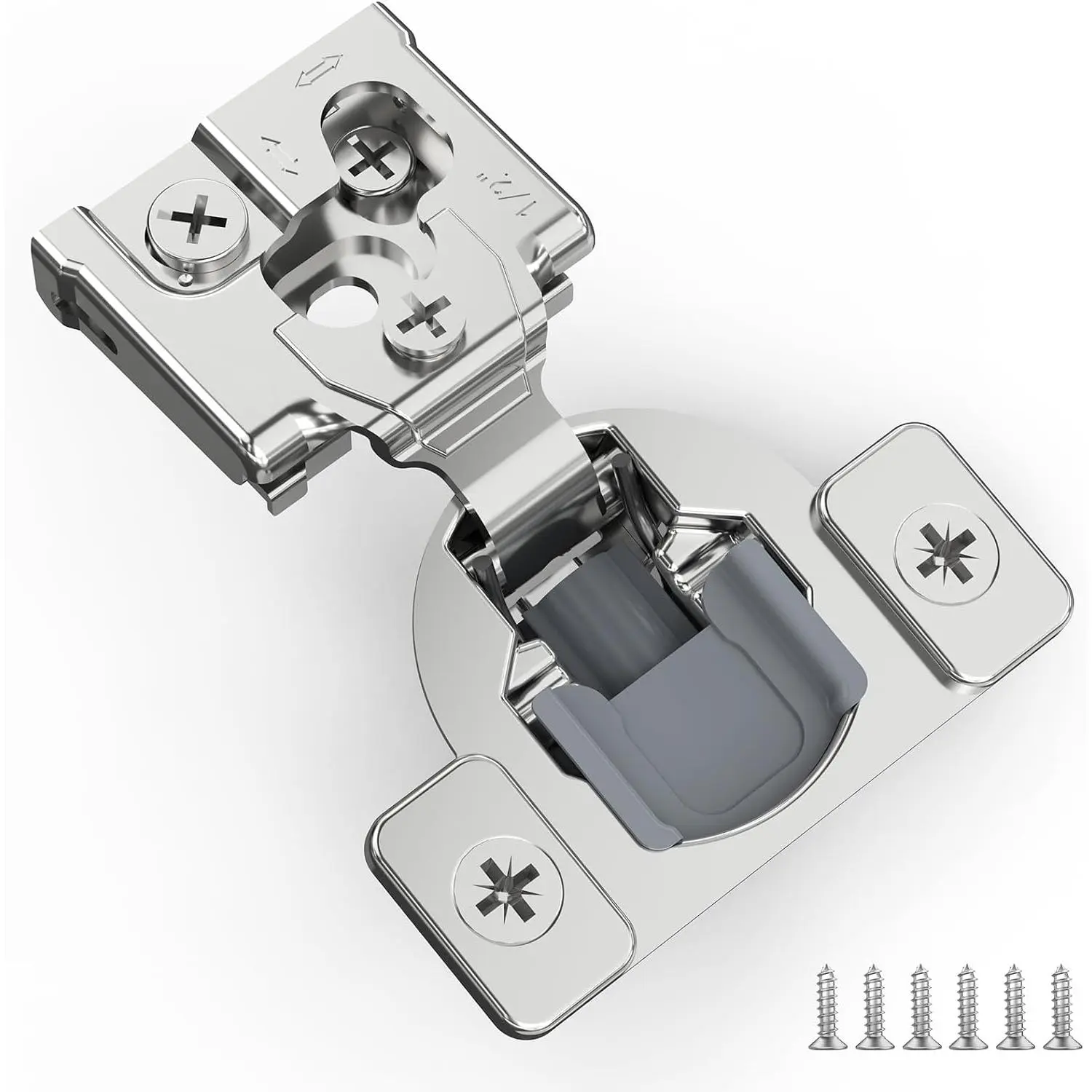 10 Pack 1/2" Overlay  Soft Close Hinges for  Frame Kitchen Cabinet Door Hinges, 3 Way Adjust, Self Closing  Cabinet Hinges-105