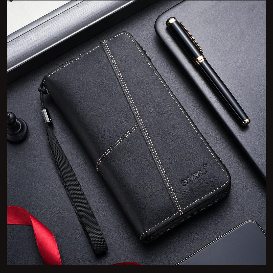 2026 New Men Leather Wallet Long Zip Around Multi Card Slots Large Capacity RFID Blocking Slim Billfold Money Clip Holder Fashion Designer Wallets for Men Gift Box