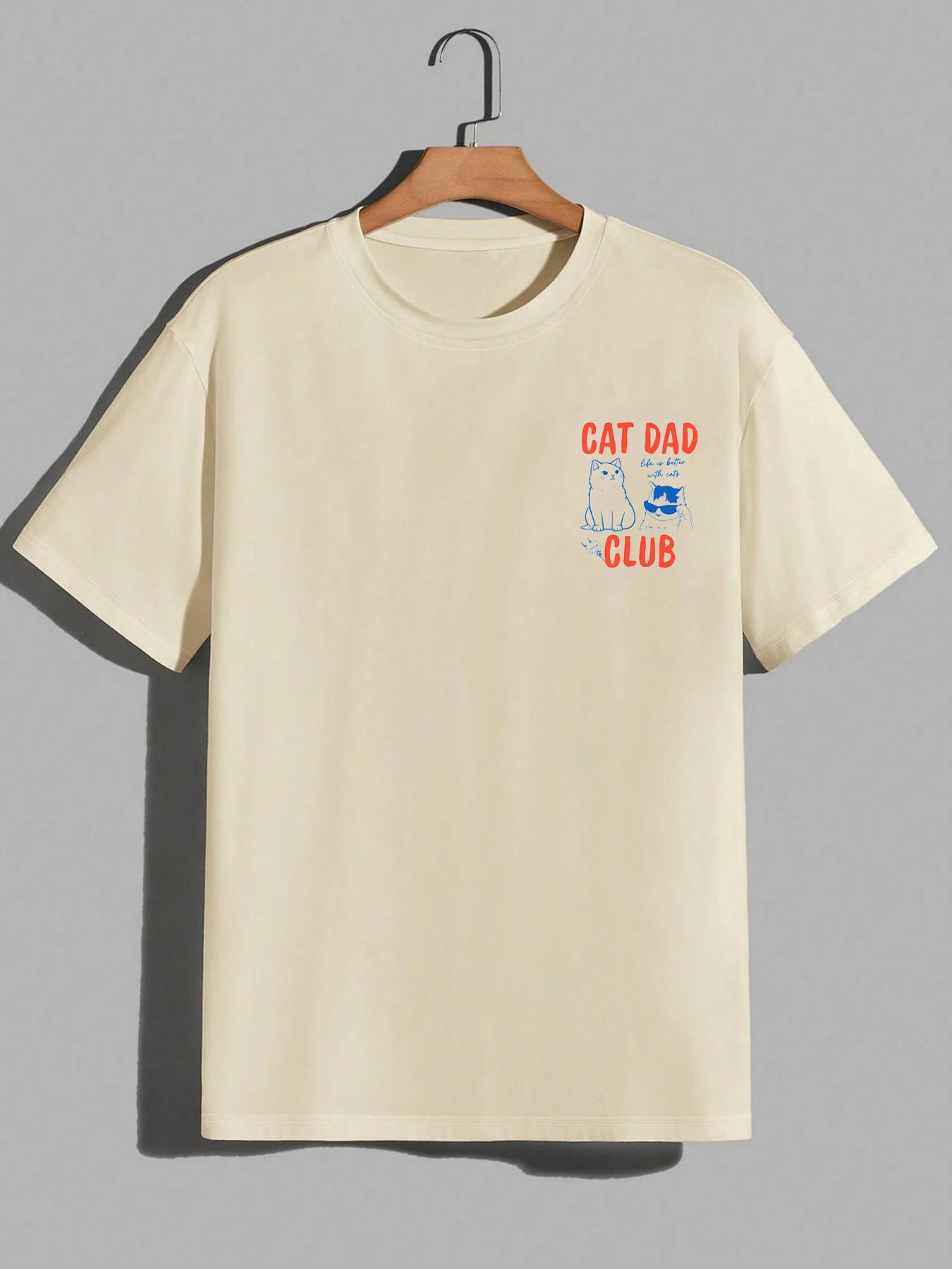 Apex Outpost 1 Piece Men's Cat Dad Club T-Shirt, Oversized Fit With Bold Text & Cool Cat Illustrations For Pet Lovers And Casual Everyday Wear