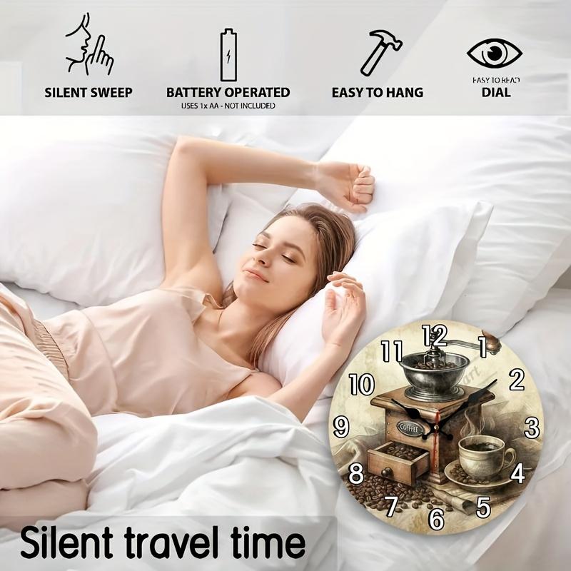 A Pack of Vintage Coffee Machine Pattern Decorative Silent Wall Clock Suitable for Home Decoration Gift Suitable for AA Batteries