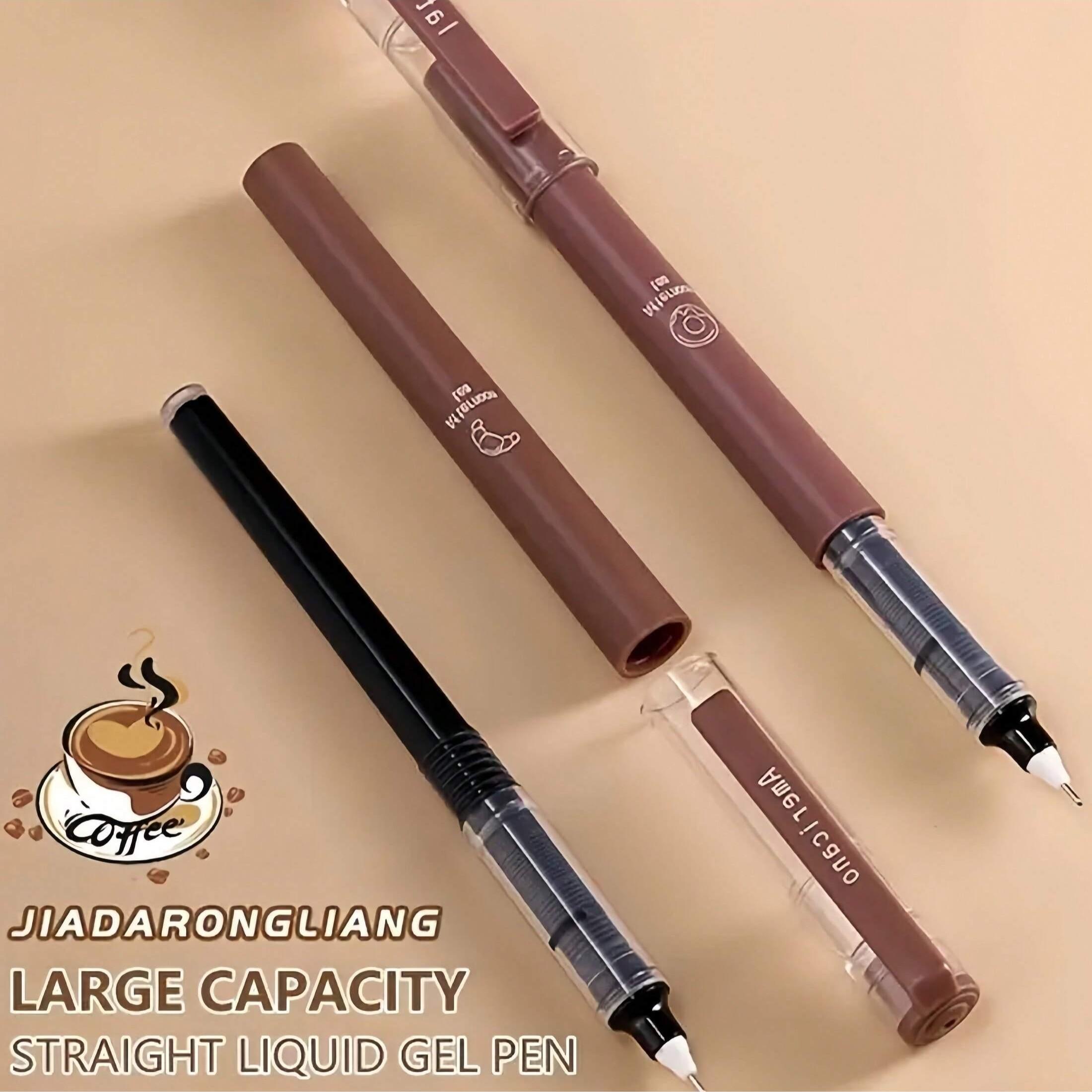 6pcs Coffee Theme Liquid Quick-Drying Ink Gel Pens, No smear Soft Touch Pens for Note taking Drawing School Office Supplies
